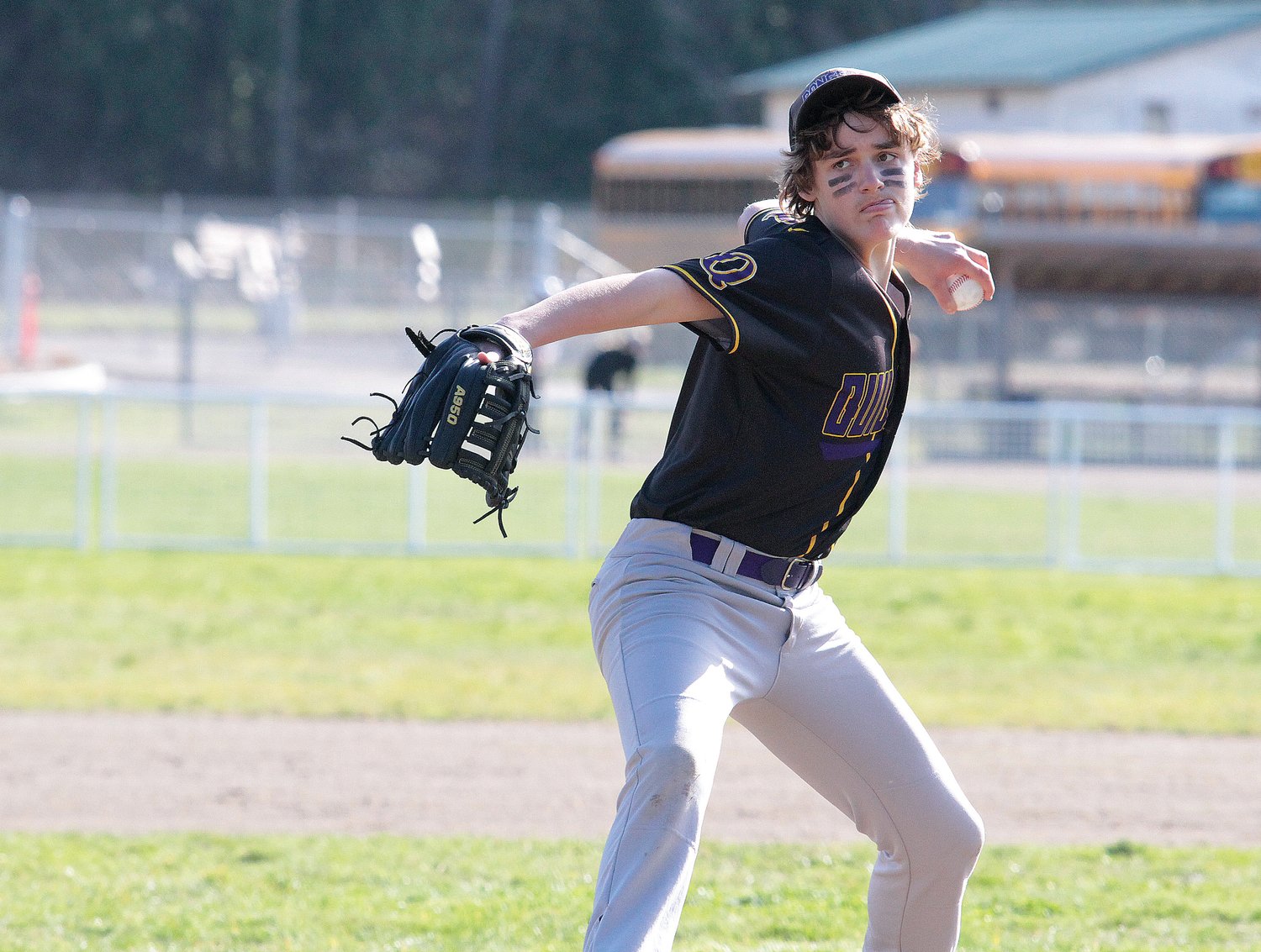 Ranger pitcher Oliver Hopkins winds up during action against Concordia Christian.